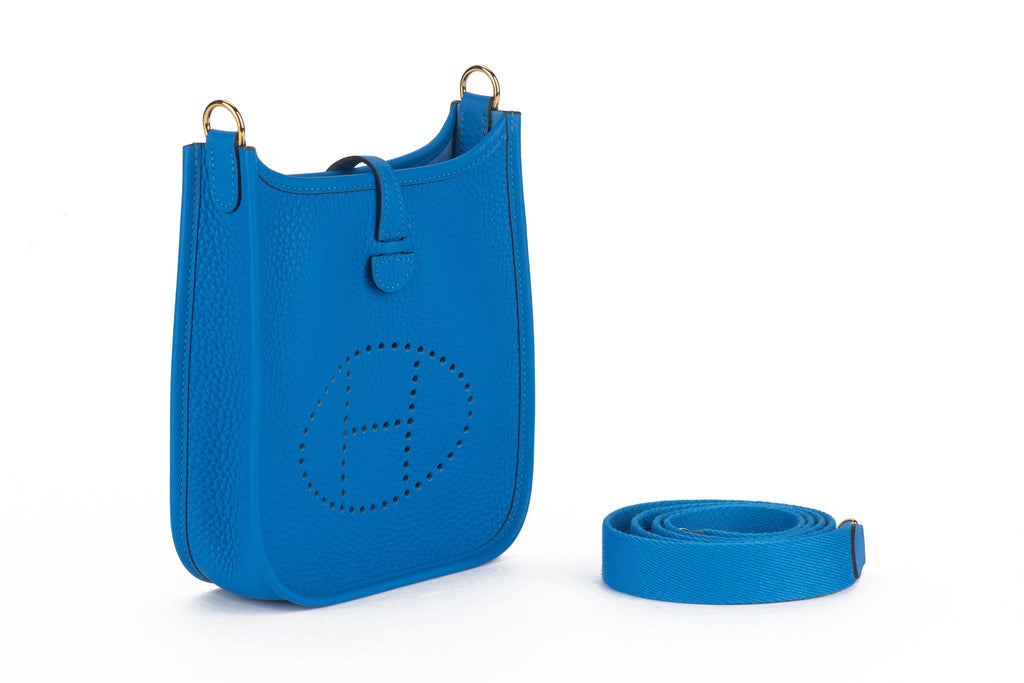 Hermès Mini Evelyne Blue De France NIB