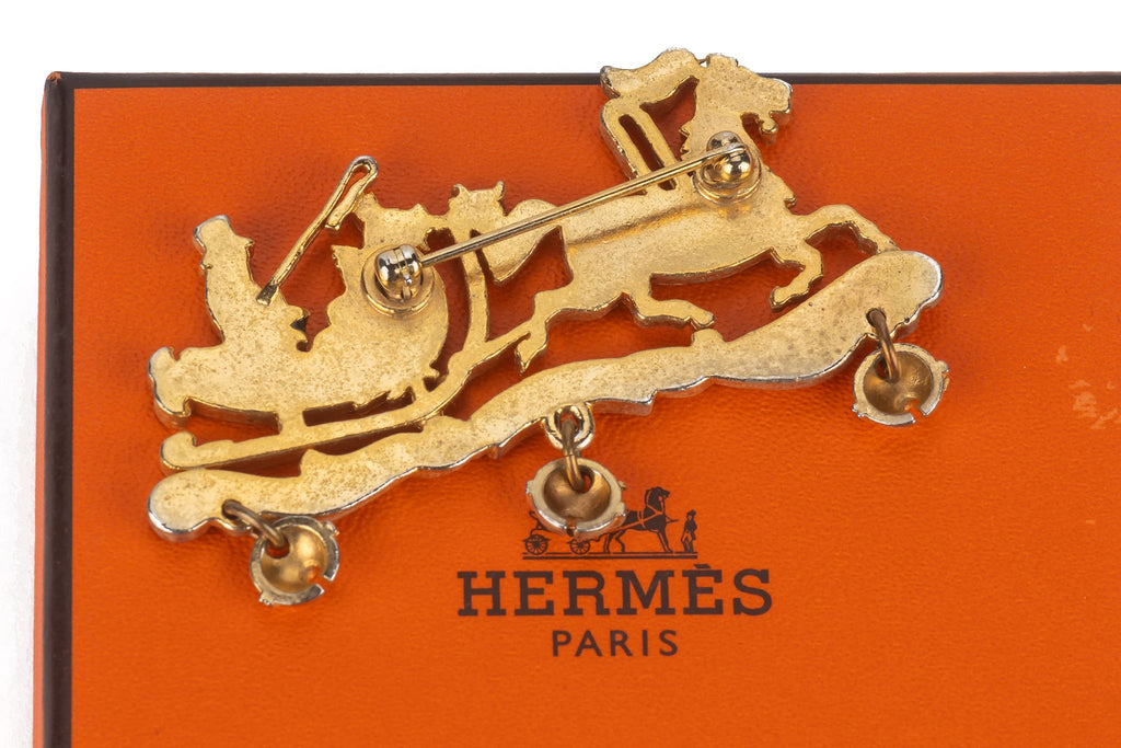 Hermès Cloisonne Carriage Sleigh Brooch