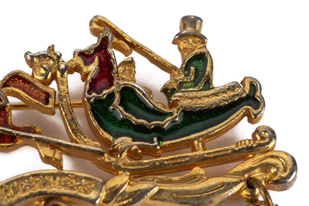 Hermès Cloisonne Carriage Sleigh Brooch