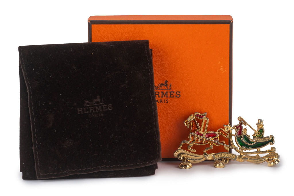Hermès Cloisonne Carriage Sleigh Brooch