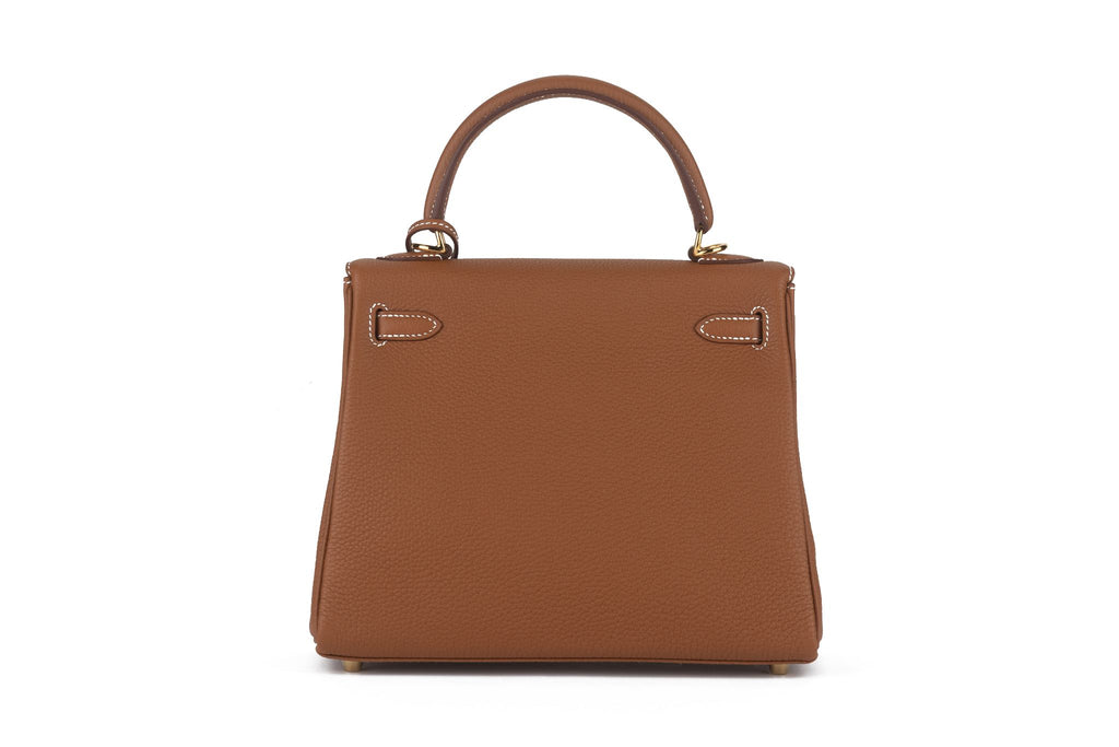 Hermès  New Kelly 25 Retournè Gold Togo