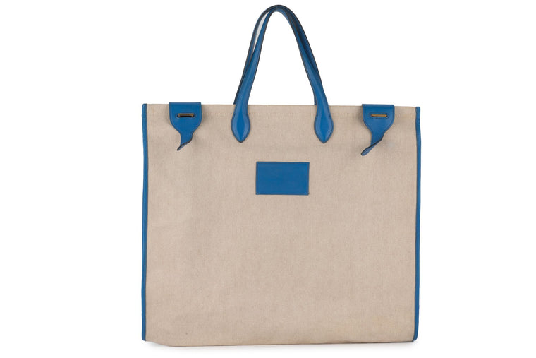 Hermès Kaba Tote Toile in Blue Leather