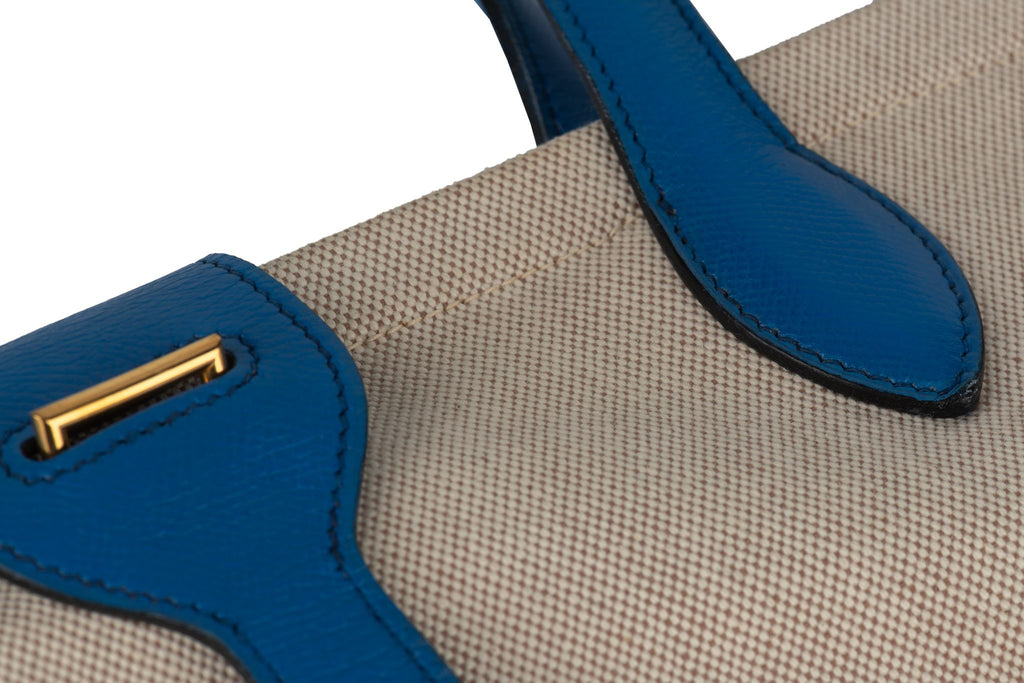 Hermès Kaba Tote Toile in Blue Leather