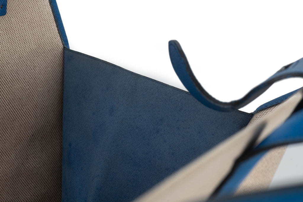 Hermès Kaba Tote Toile in Blue Leather