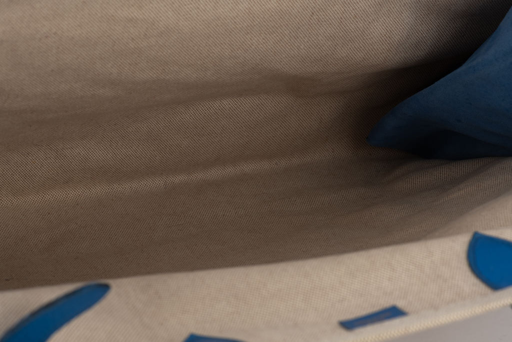 Hermès Kaba Tote Toile in Blue Leather