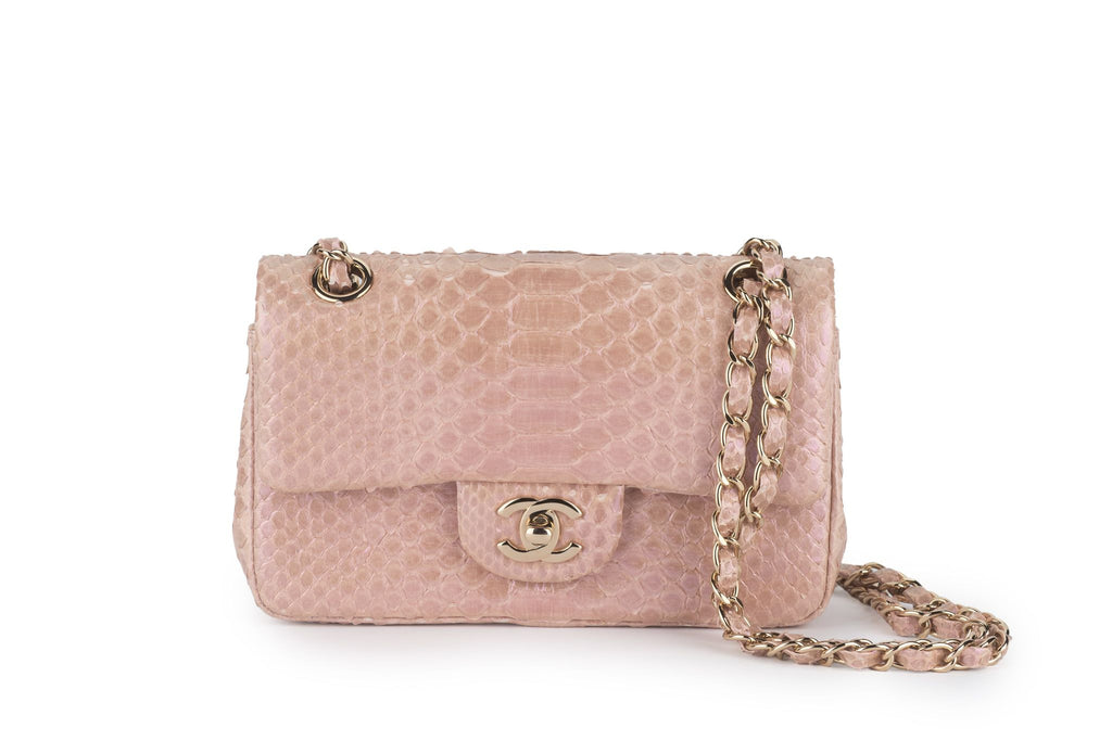 Chanel Classic Pink Python Flap Bag