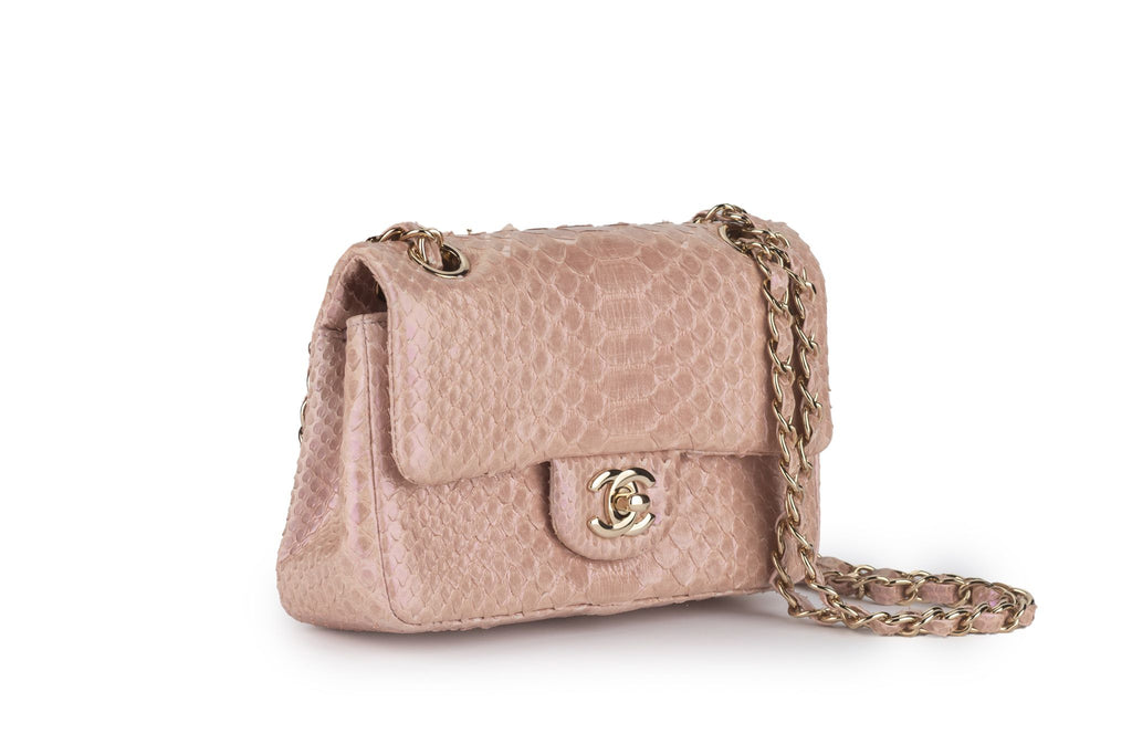 Chanel Classic Pink Python Flap Bag