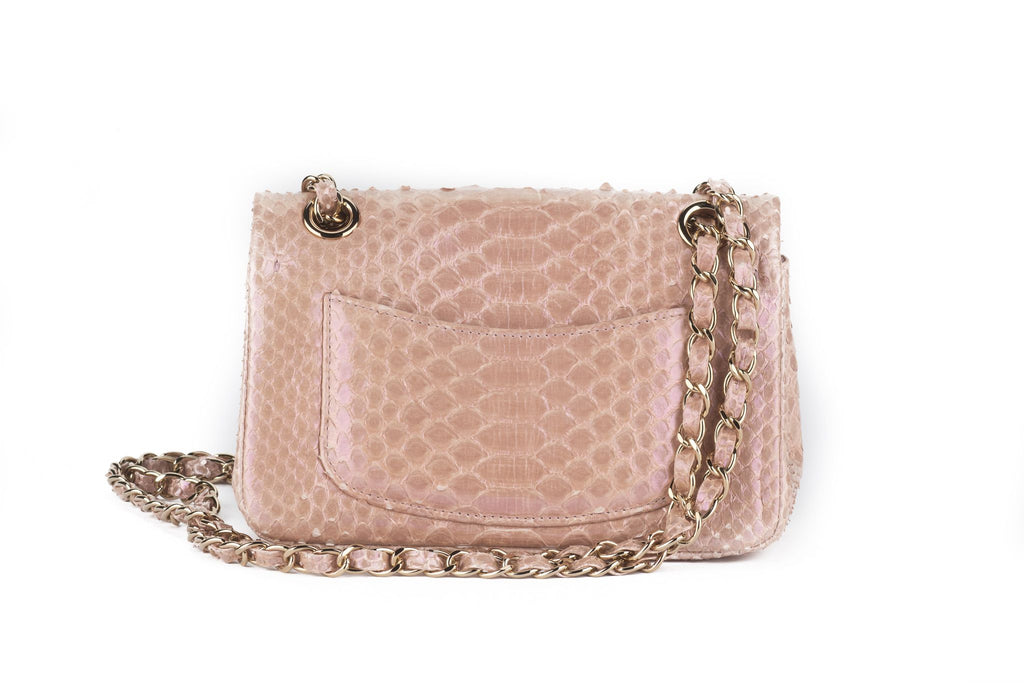 Chanel Classic Pink Python Flap Bag