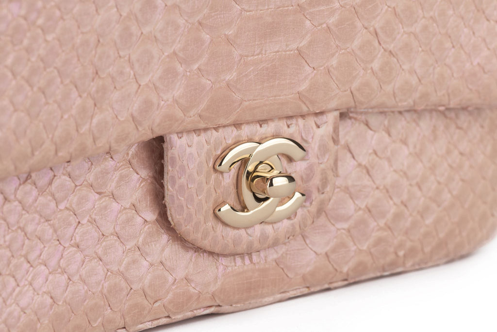 Chanel Classic Pink Python Flap Bag
