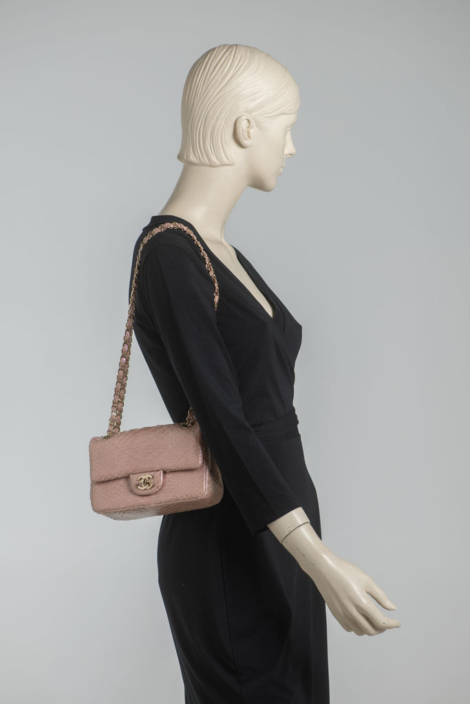 Chanel Classic Pink Python Flap Bag