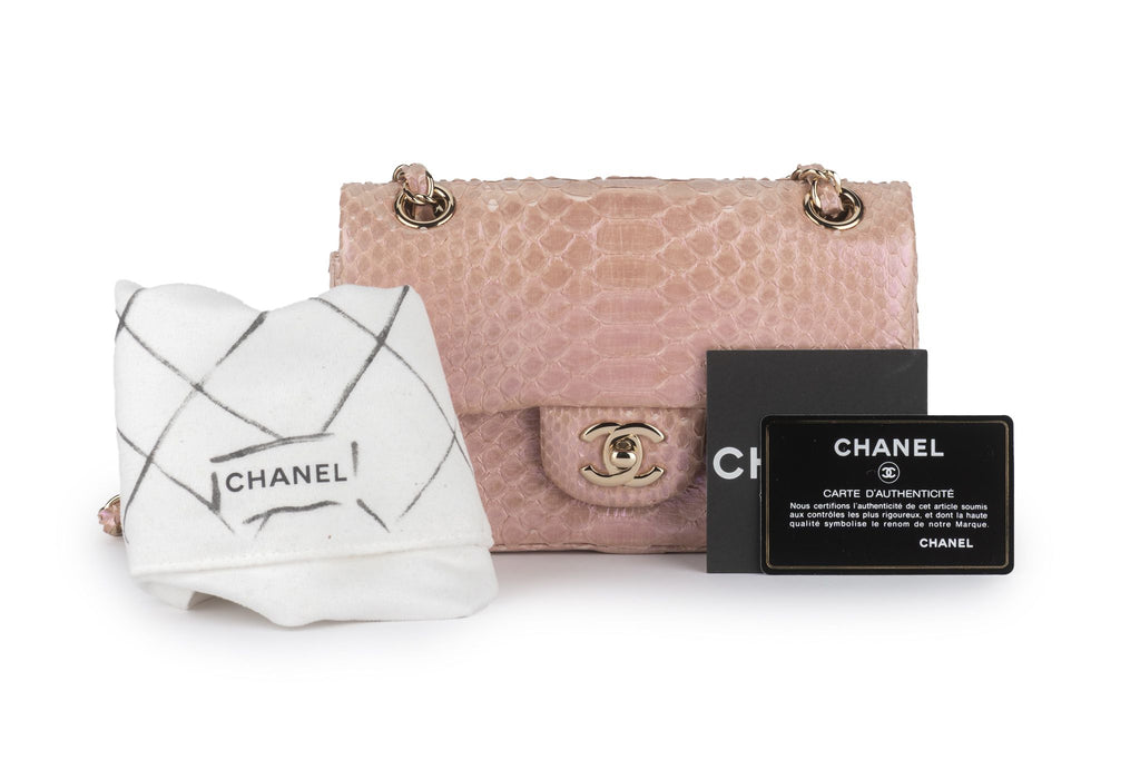 Chanel Classic Pink Python Flap Bag