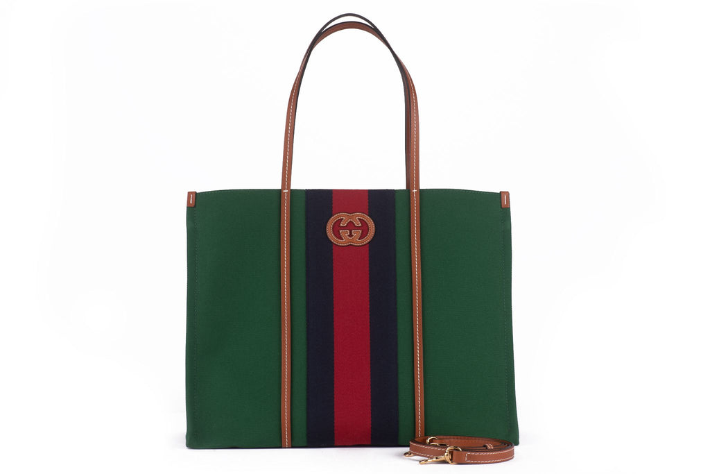 Gucci Interlocking G Green Tote Bag New