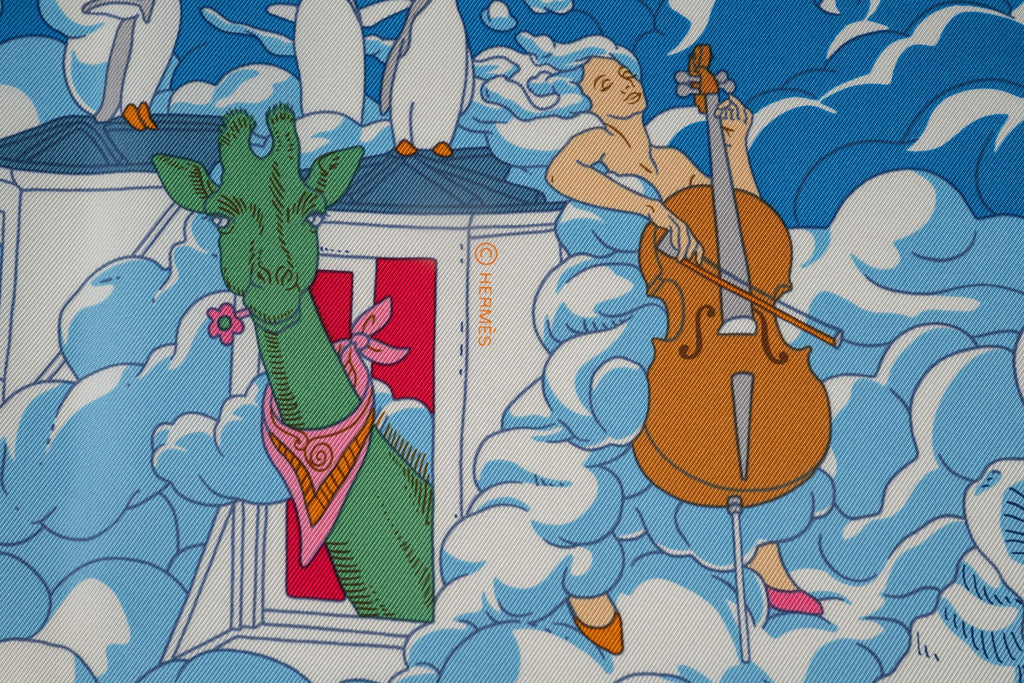 Hermès "Sur Mon Nuage" Red Silk Scarf NB