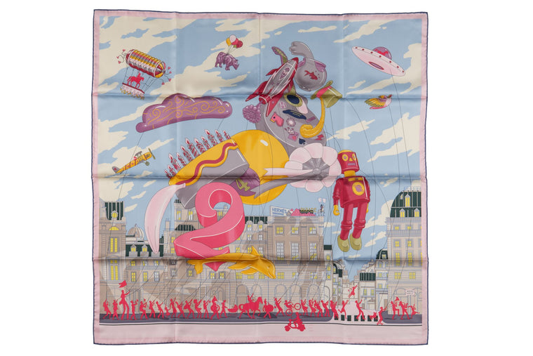 Hermès "Parade" Pink Silk Scarf NIB