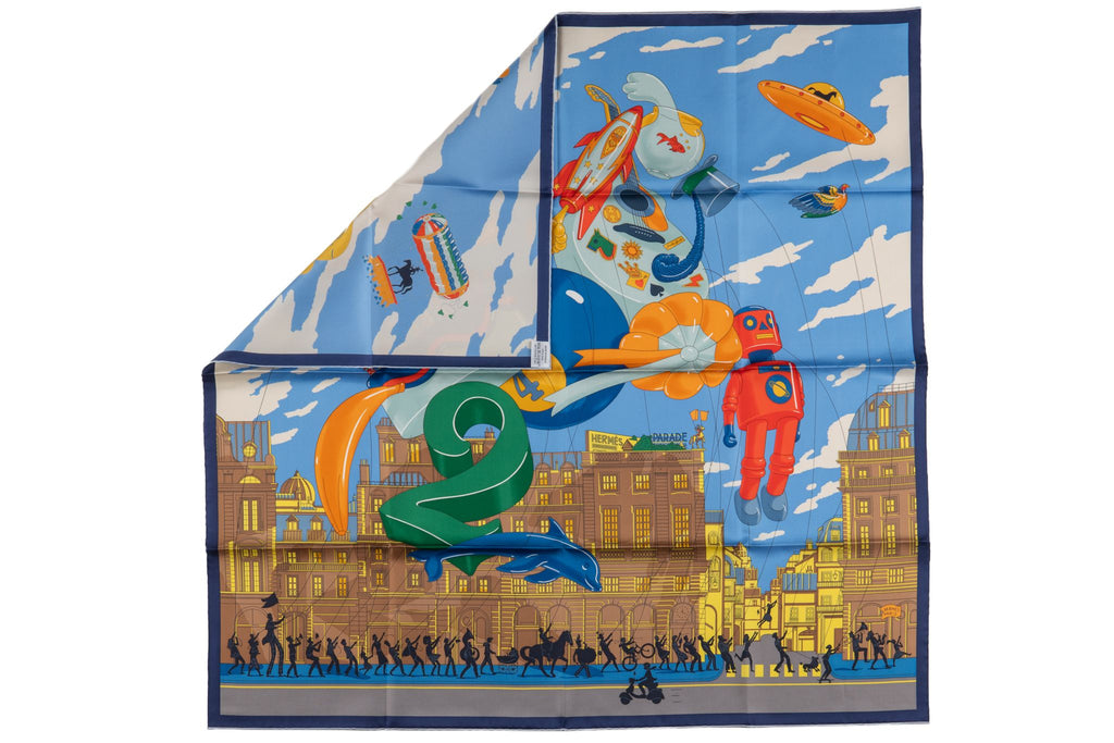 Hermès  Blue "Parade" Silk Scarf NIB