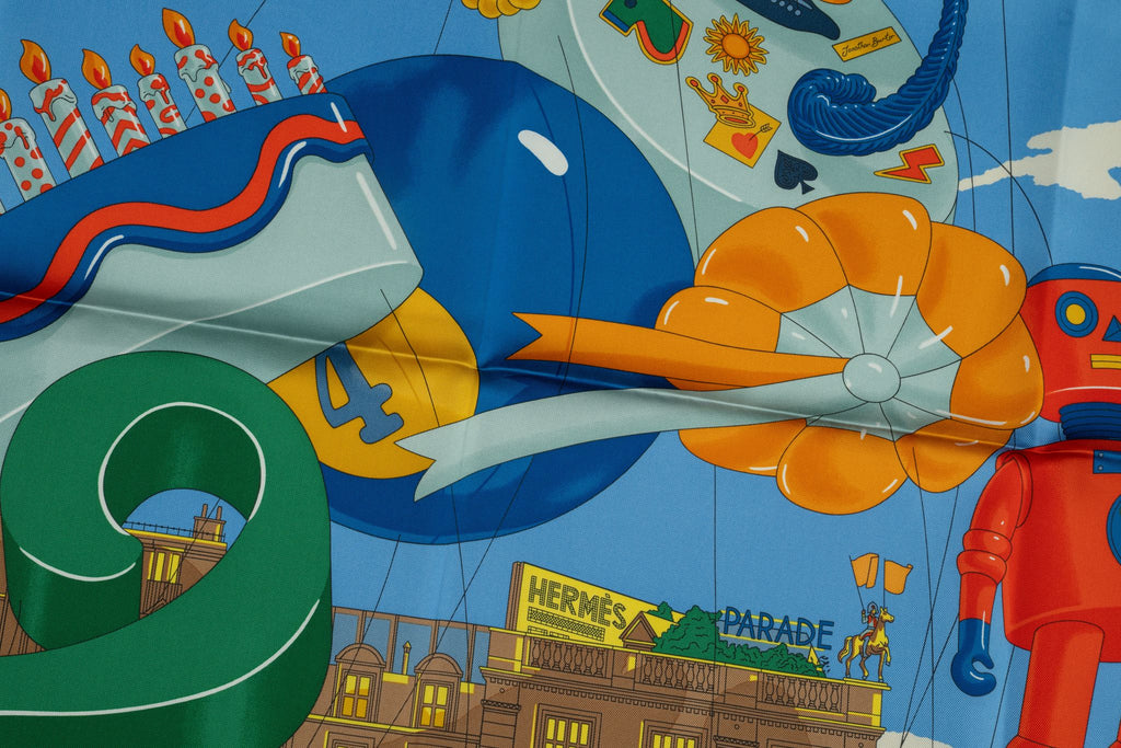 Hermès  Blue "Parade" Silk Scarf NIB