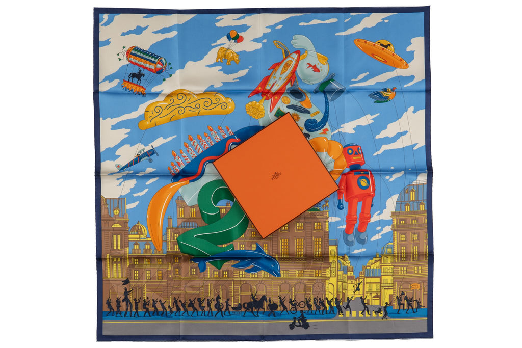 Hermès  Blue "Parade" Silk Scarf NIB