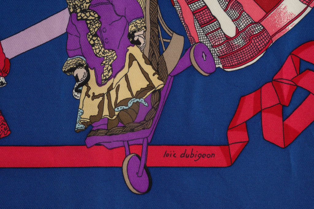 Hermès "Hello Dolly" Blue Silk Scarf