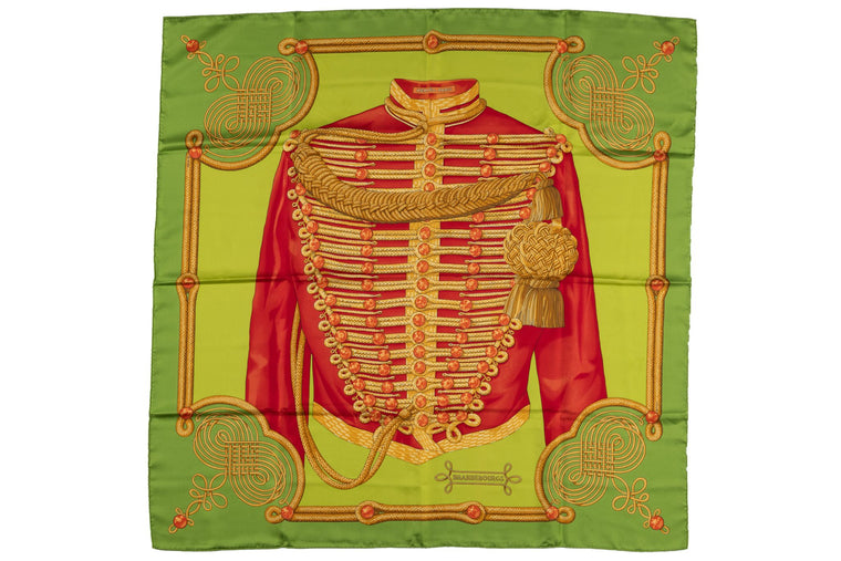 Hermès Green "Brandebourgs" Silk Scarf