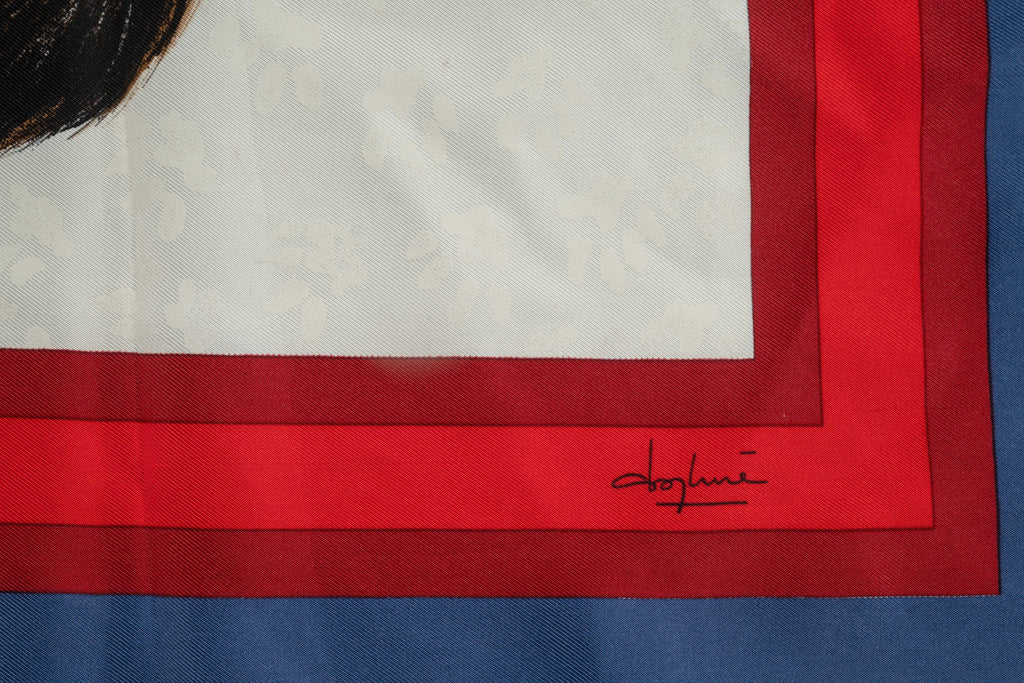 Hermès "Les Chats" Red Blue Silk Scarf