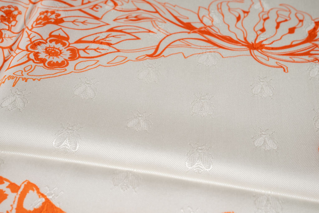 Hermès "Jungle Love" Silk Scarf White