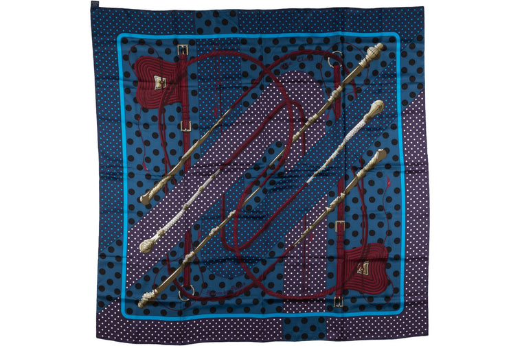 Hermès "Clic Clac" Navy Silk Shawl