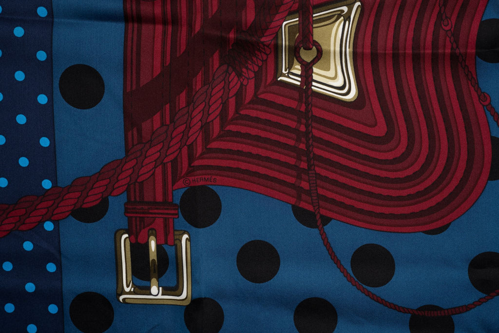 Hermès "Clic Clac" Navy Silk Shawl