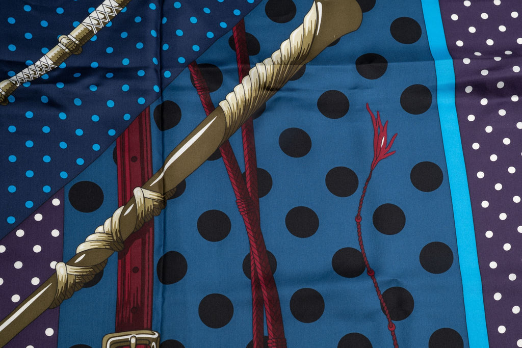 Hermès "Clic Clac" Navy Silk Shawl