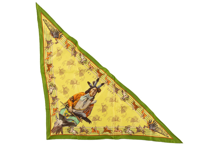 Hermès Yellow Pawnee Triangle Scarf