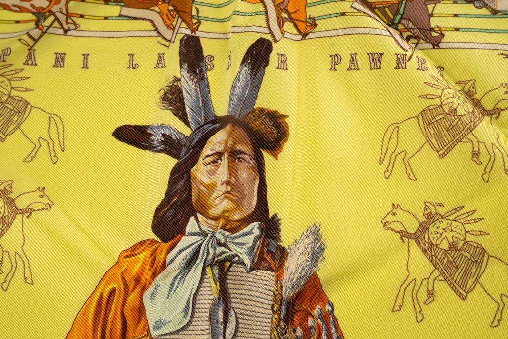 Hermès Yellow Pawnee Triangle Scarf