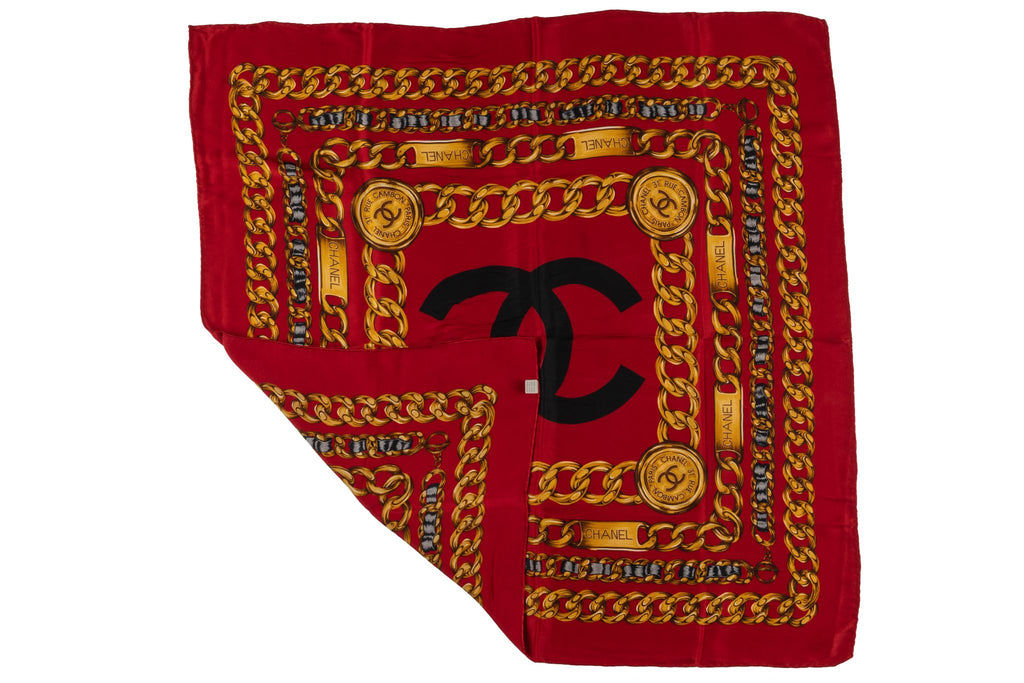 Chanel 31 Rue Chambon Vintage Red Scarf