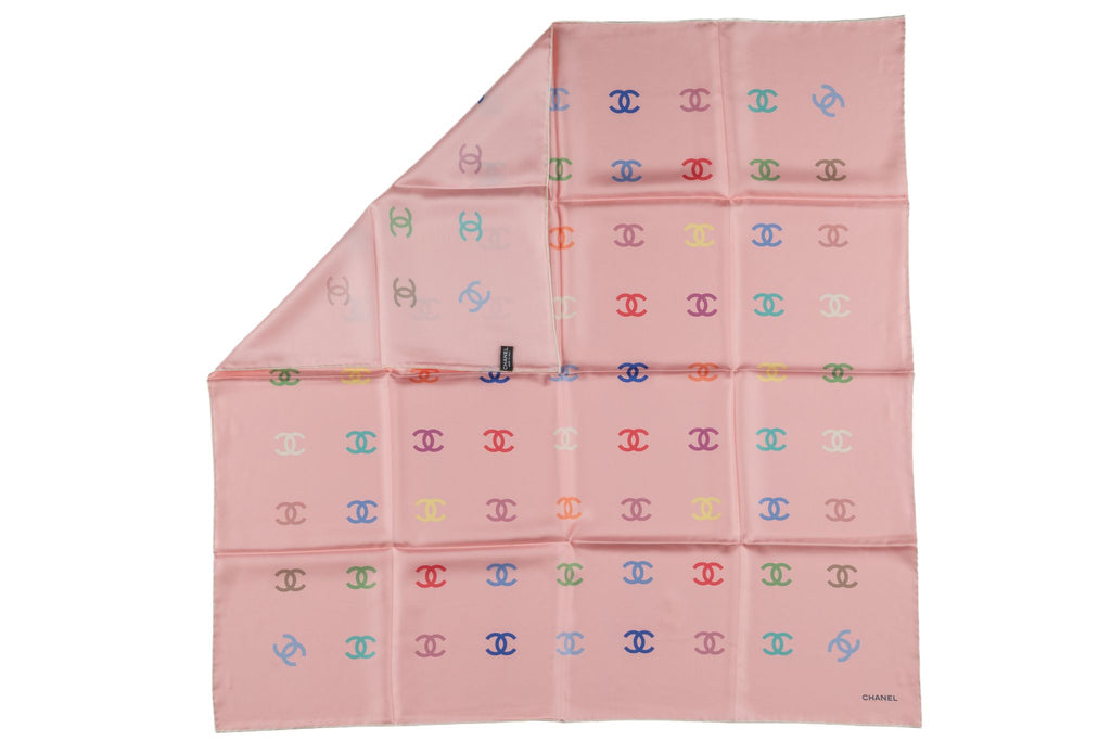 Chanel New Silk Pink CC Logo Scarf