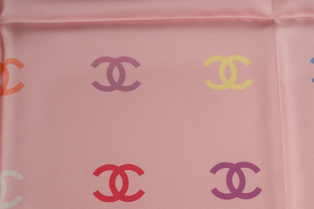 Chanel New Silk Pink CC Logo Scarf