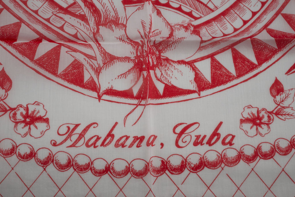 Chanel Cotton Havana Cuba Scarf White