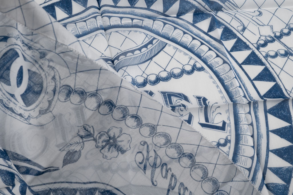 Chanel New Havana Cuba Scarf White Blue