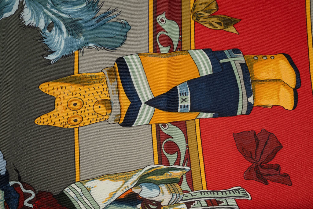 Hermès New Taupe Red Kachina Silk Scarf