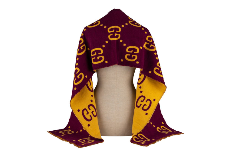 Gucci New GG Jacquard Wool Stole