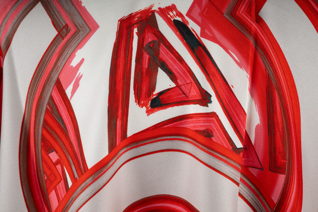 Chanel New Red Graffiti Silk Shawl
