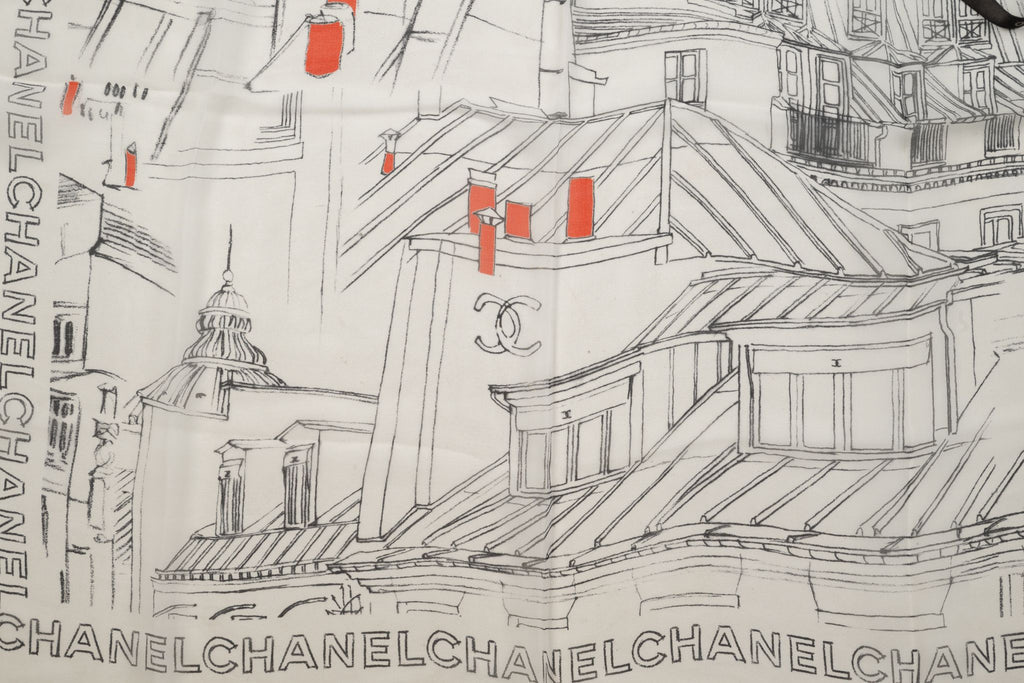 Chanel New "CC Roof" Shawl White Black