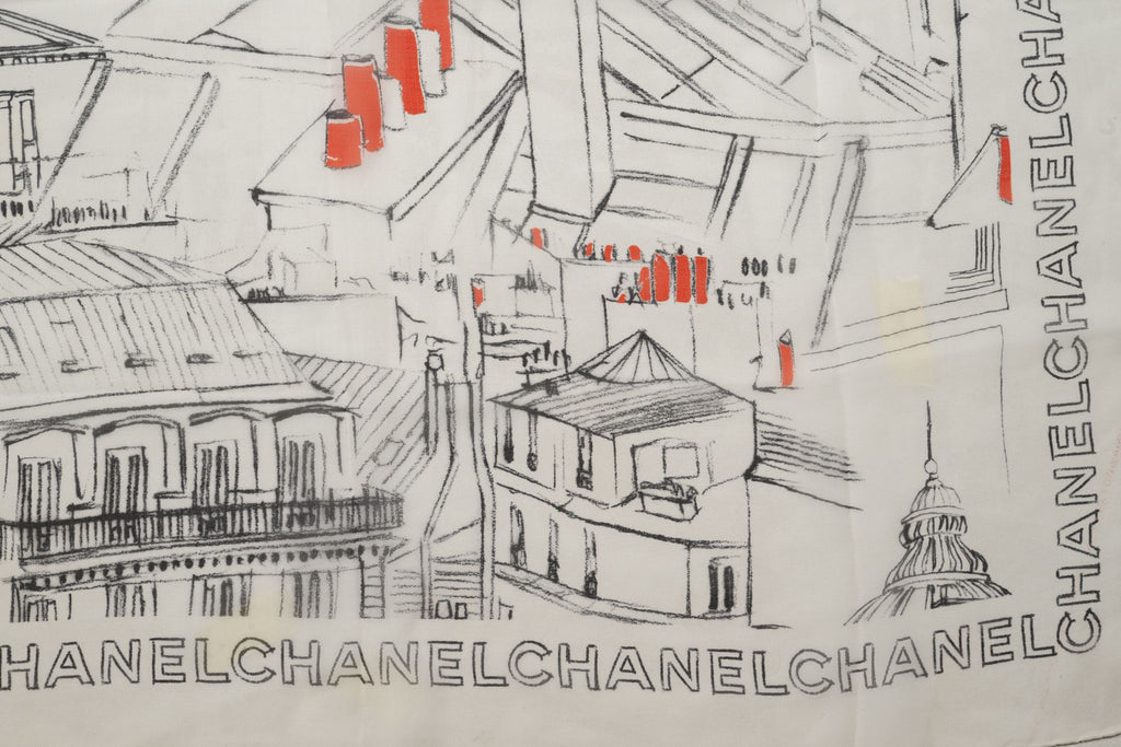 Chanel New "CC Roof" Shawl White Black