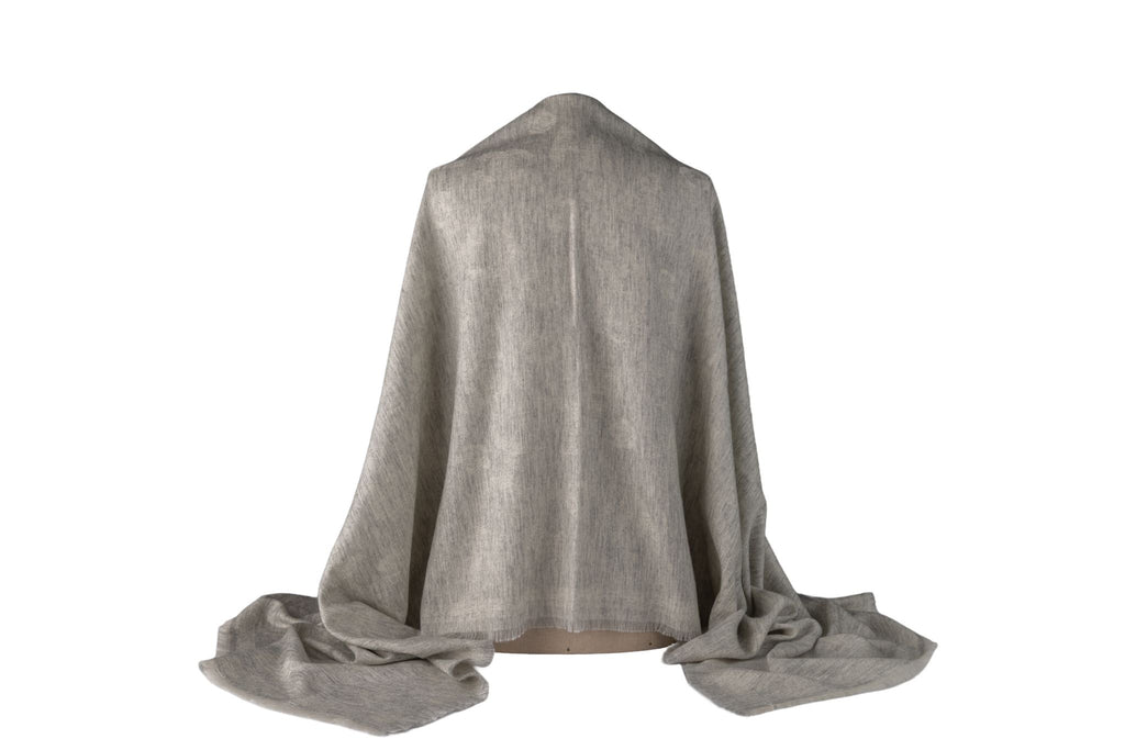 Chanel New Grey Cashmere Shawl With Logo