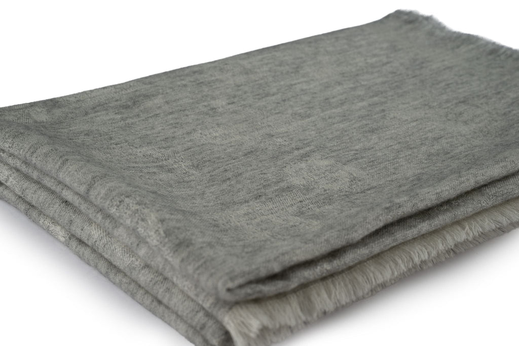 Chanel New Grey Cashmere Shawl With Logo