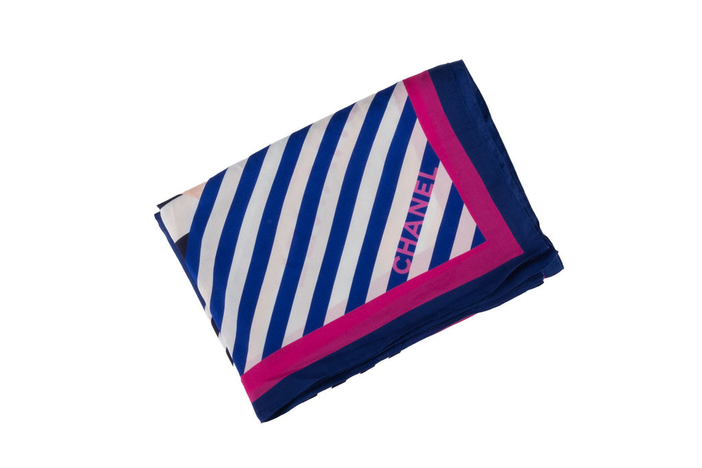 Chanel New Multi Stripe Silk Shawl