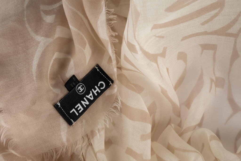 Chanel New White NB Logo CC Cashmere