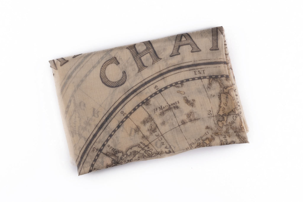 Chanel New World Map Cashmere Shawl