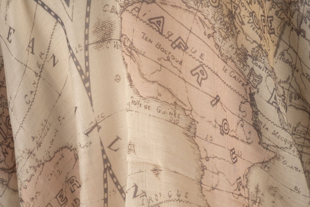 Chanel New World Map Cashmere Shawl