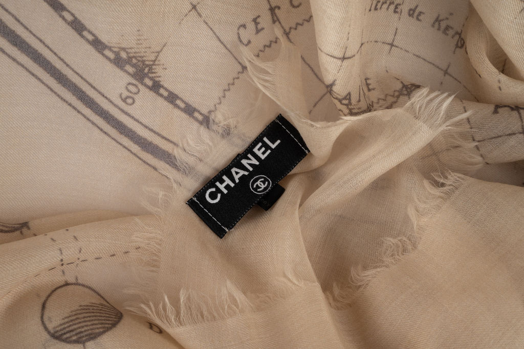 Chanel New World Map Cashmere Shawl
