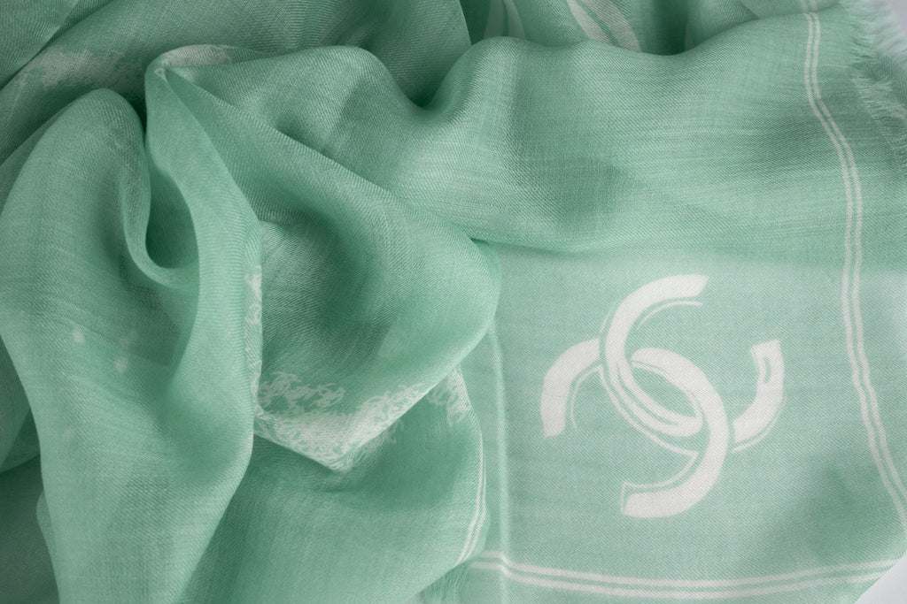 Chanel New CC Cashmere Aqua Shawl