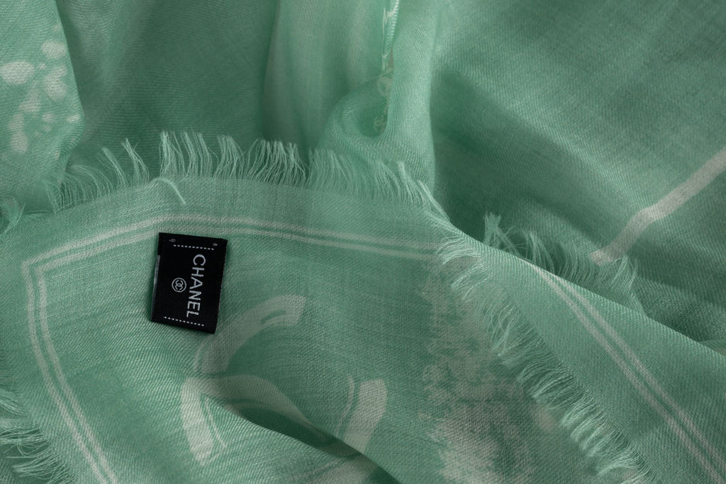 Chanel New CC Cashmere Aqua Shawl
