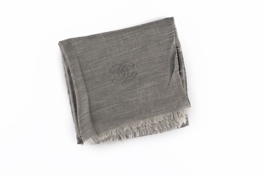 Chanel New  Grey Cashmere Shawl